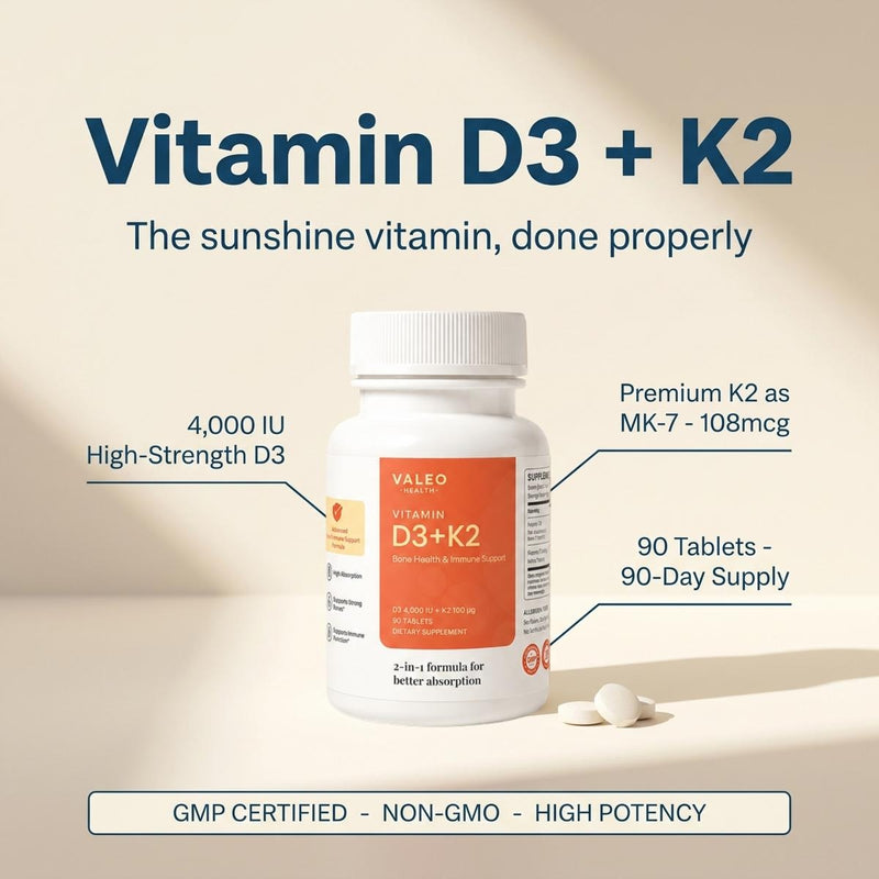 Valeo Vitamin D3 + K2 90 Tablets