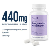 Valeo Chelated Magnesium Glycinate 2000mg 90 Tablets