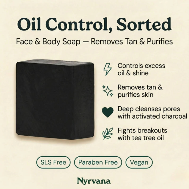 Nyrvana Face & Body Soap Activated Charcoal & Tea Tree Oil 100g