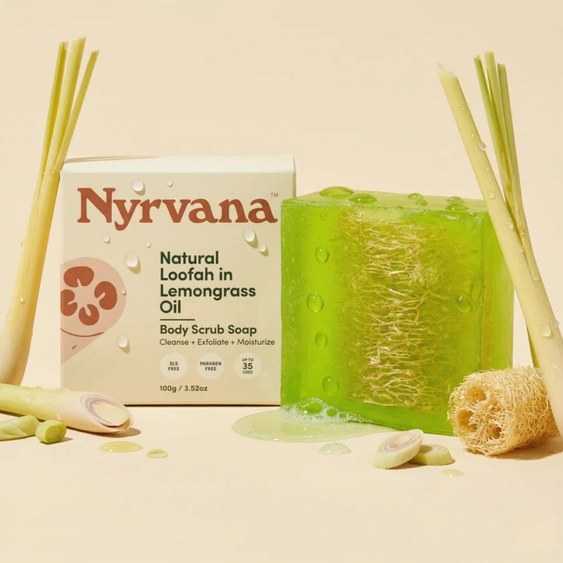 Nyrvana Body Scrub Soap Natural Loofah in Lemongrass Oil 100g