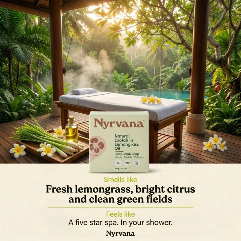 Nyrvana Body Scrub Soap Natural Loofah in Lemongrass Oil 100g