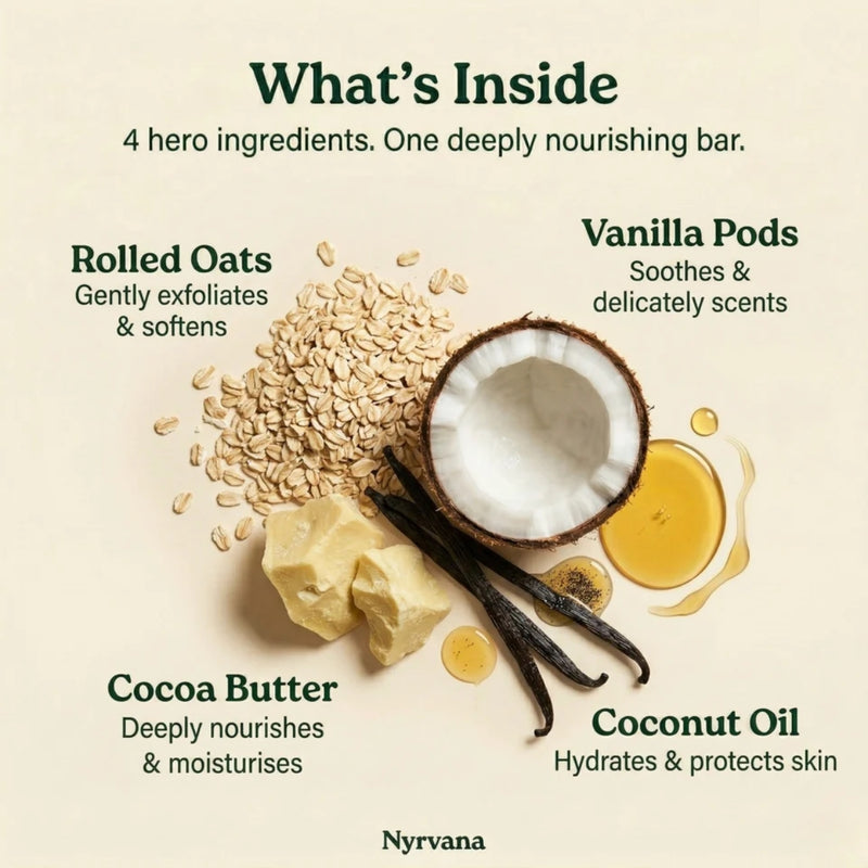 Nyrvana Face & Body Soap Oats & Vanilla with Cocoa Butter 100g