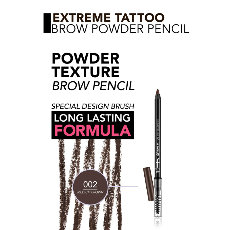 Flormar Extreme Tattoo Brow Powder Pencil 02 Medium Brown 1.2g
