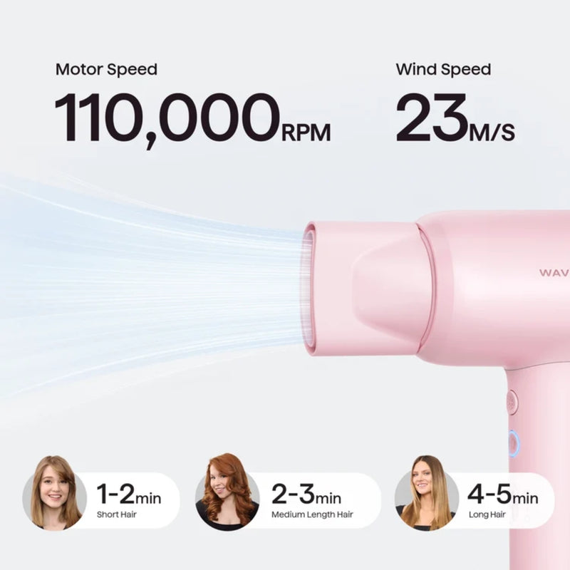 Wavytalk Turblow Pro Fast Drying Blow Dryer with Diffuser Pink