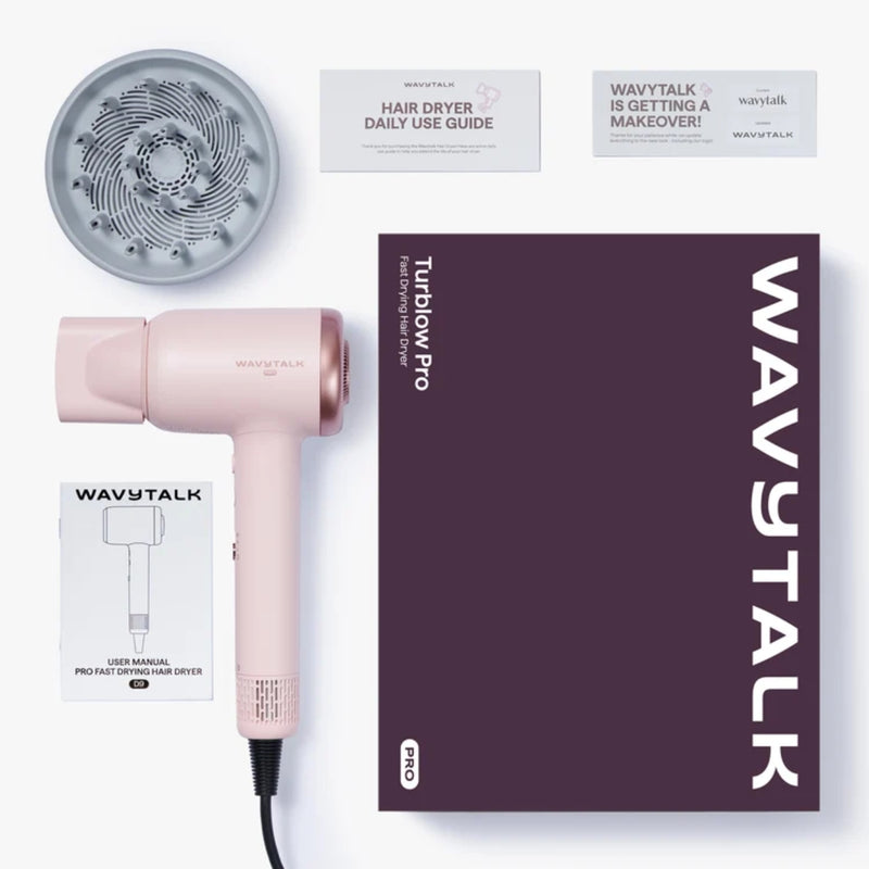 Wavytalk Turblow Pro Fast Drying Blow Dryer with Diffuser Pink