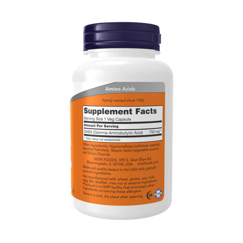 Now Gaba 750mg 100 VegeCapsules