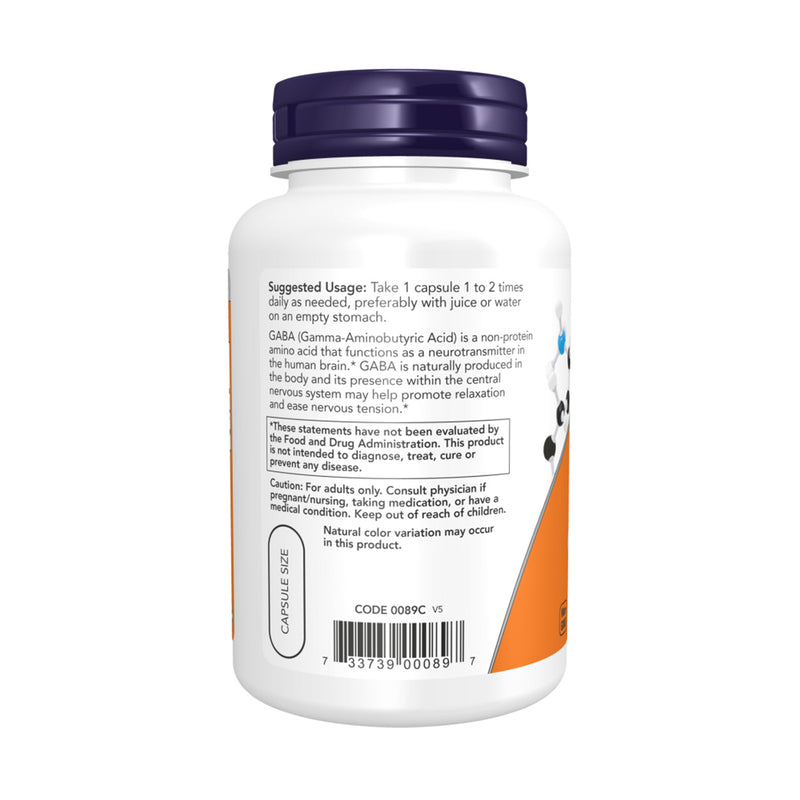 Now Gaba 750mg 100 VegeCapsules