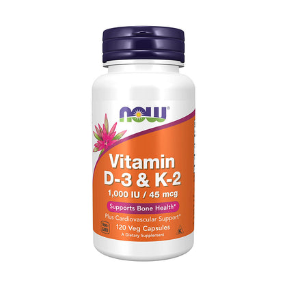 Now Vitamin D3 1,000IU + K2 45mcg 120 VegeCapsules