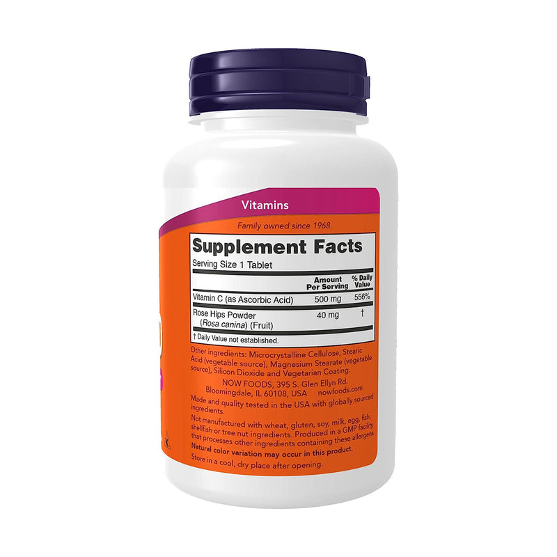 Now Vitamin C 500mg With Rose Hips 250 Tablets