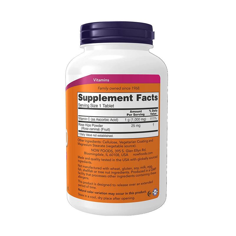 Now Vitamin C 1000mg With Rose Hips 250 Sustained Release Tablets