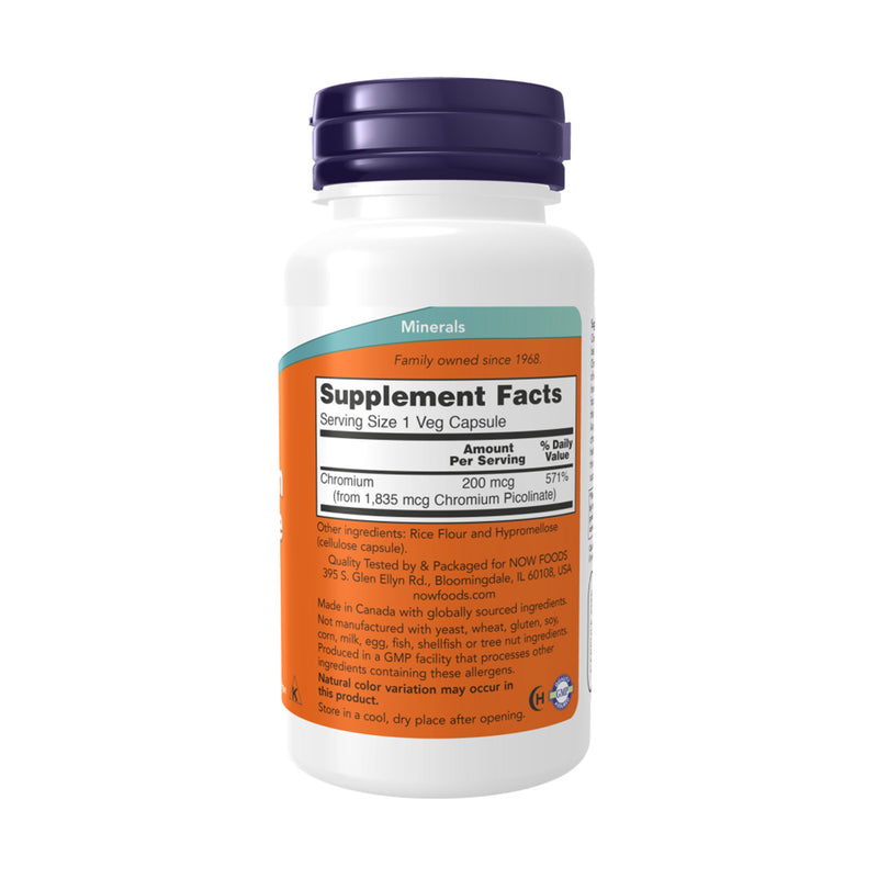 Now Chromuim Picolinate 200mcg 250 VegeCapsules