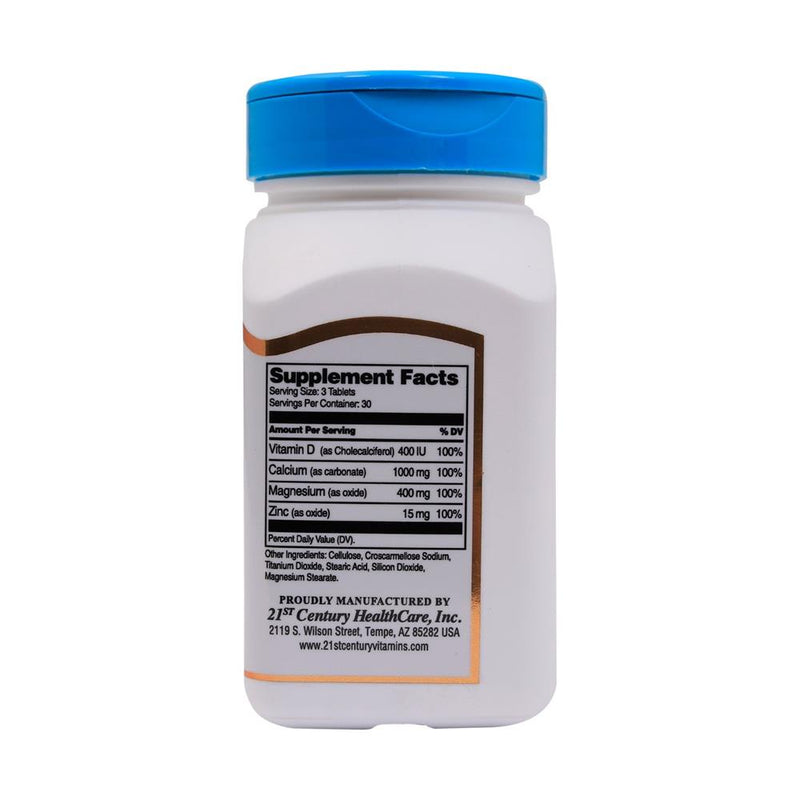 21st Century Calcium Magnesium & Zinc + D 90 Tablets