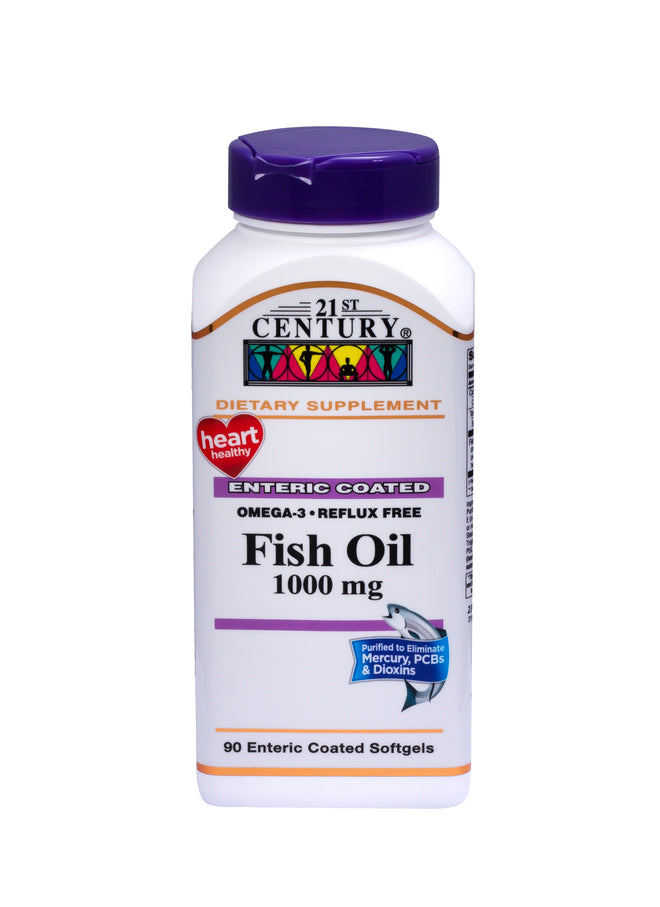 21st Century Omega 3 Fish Oil 1000mg Enteric Coated 90 Softgels
