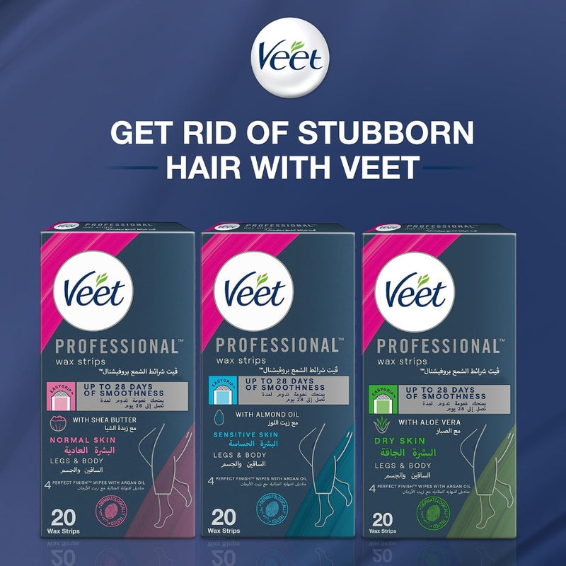 Veet Wax Strips Easy Gel Legs & Body For Normal Skin 40 Strips
