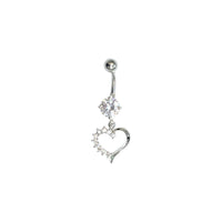 Studex Stainless Steel Double Jewel Crystal Drop Crystal Heart Ring With Beads