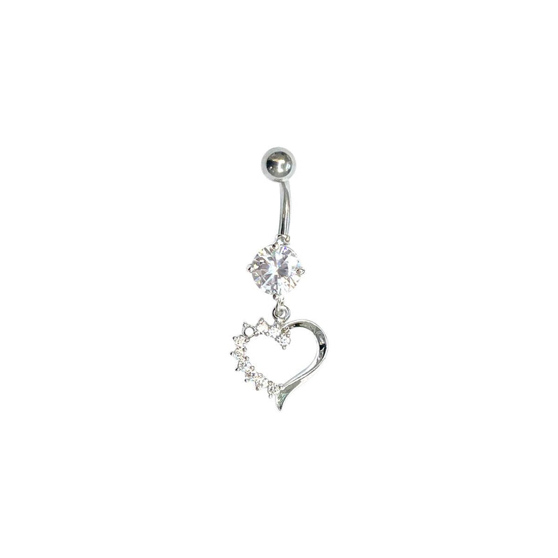 Studex Stainless Steel Double Jewel Crystal Drop Crystal Heart Ring With Beads