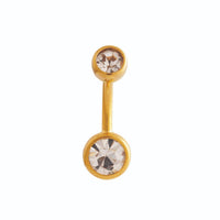 Studex Gold Plated 14G 10mm Double Jewel Crystal Navel