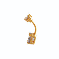 Studex Gold Plated 14g Double Jewel Prong Jet Crystal Navel