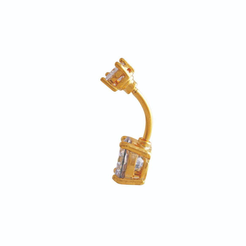 Studex Gold Plated 14g Double Jewel Prong Jet Crystal Navel