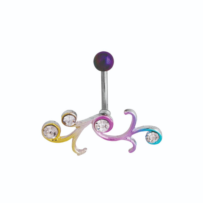 Studex Stainless Steel 14g Shape Tribal Rainbow Navel