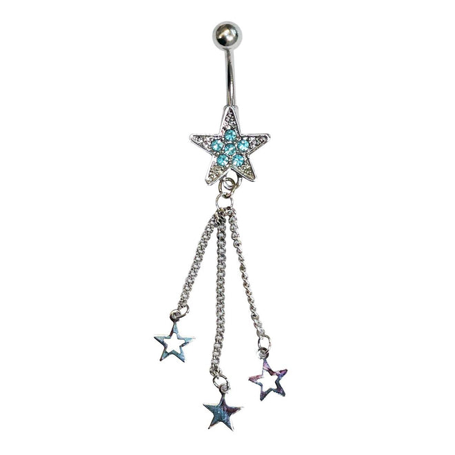 Studex Gold Plated Single Jewel Star Aqua With 3 Star Shape Drops