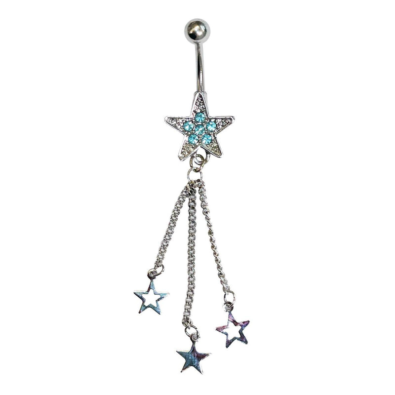 Studex Gold Plated Single Jewel Star Aqua With 3 Star Shape Drops