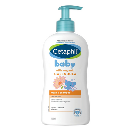 Cetaphil Baby Wash & Shampoo with Organic Calendula 400ml - Chemist Warehouse UAE