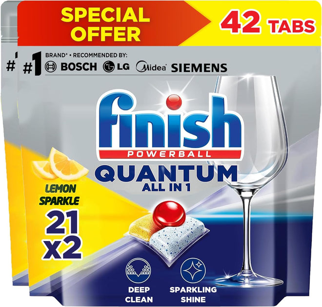 Finish Powerball Quantum All In 1 Lemon Sparkle 21 Dishwasher Tablets