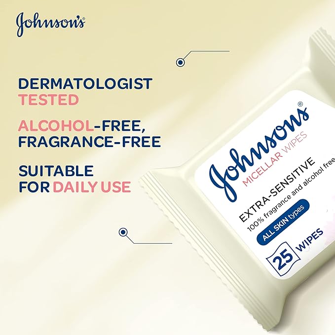 Johnsons Cleansing Face Micellar Wipes Fragrance Free 25 Pieces
