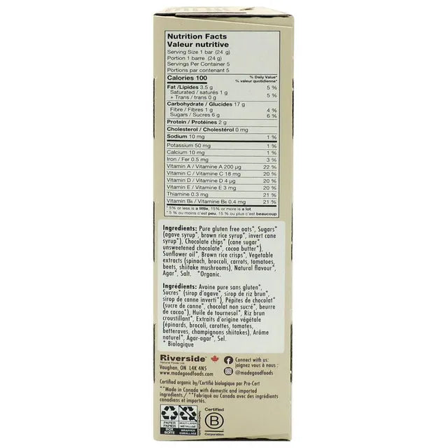 Made Good Granola Bars Chocolate Chip 120g 5 Packs