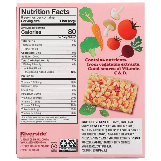 Made Good Crispy Squares Strawberry 132g 6 Packs