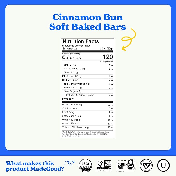 Made Good Mornings Soft Bake Oat Bars Cinnamon 150g 5 Packs