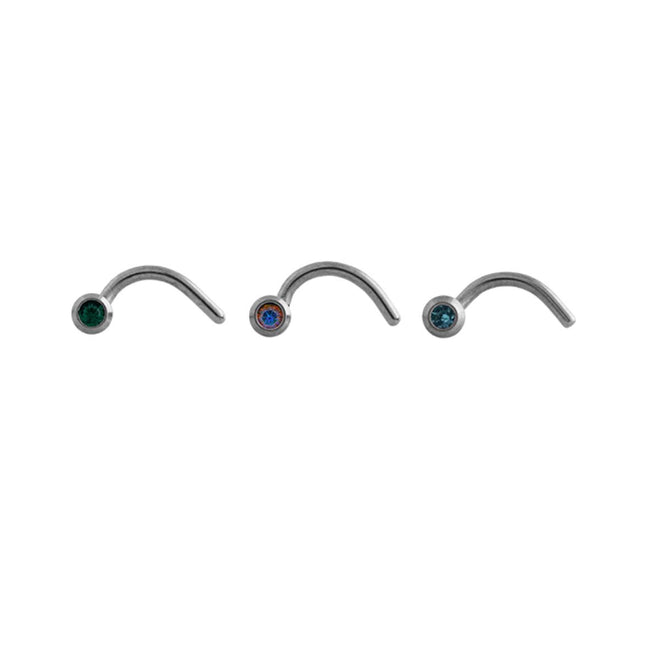 Studex Stainless Steel 20g 1mm Nose Screw AB Crystal/Emerald/Aqua