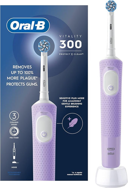 Oral B Electric Toothbrush Rechargeable Vitality 300 Protect X Clean Pink Lilac - Chemist Warehouse UAE