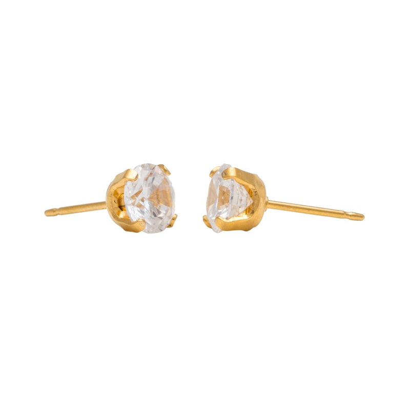 Studex Gold Plated Tiffany 6mm Cubic Zirconia