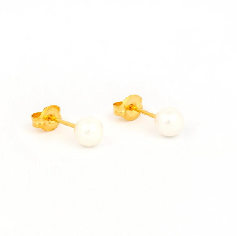 Studex Gold Plated 5mm White Pearl