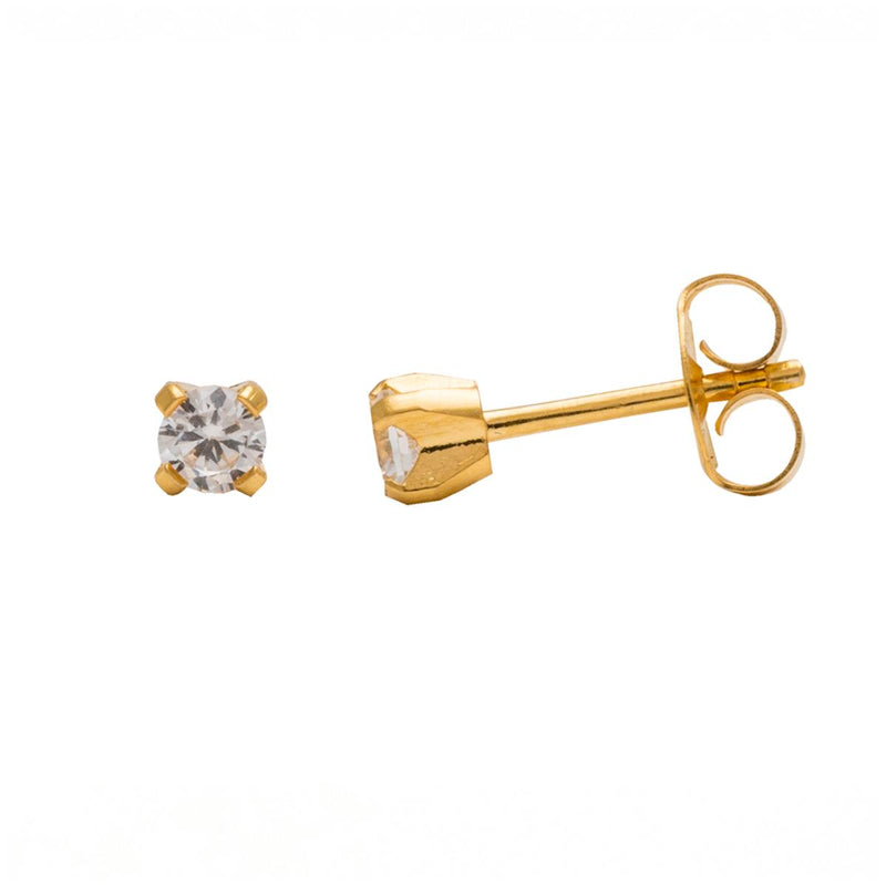 Studex Gold Plated 3mm Cubic Zirconia
