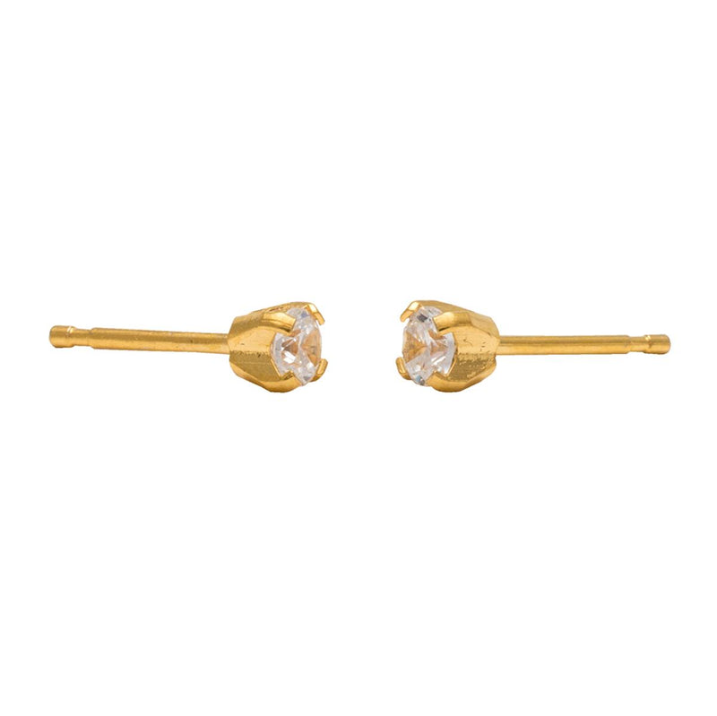 Studex Gold Plated 3mm Cubic Zirconia