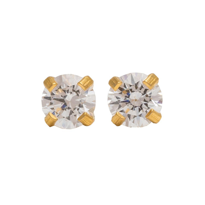 Studex Gold Plated 4mm Cubic Zirconia