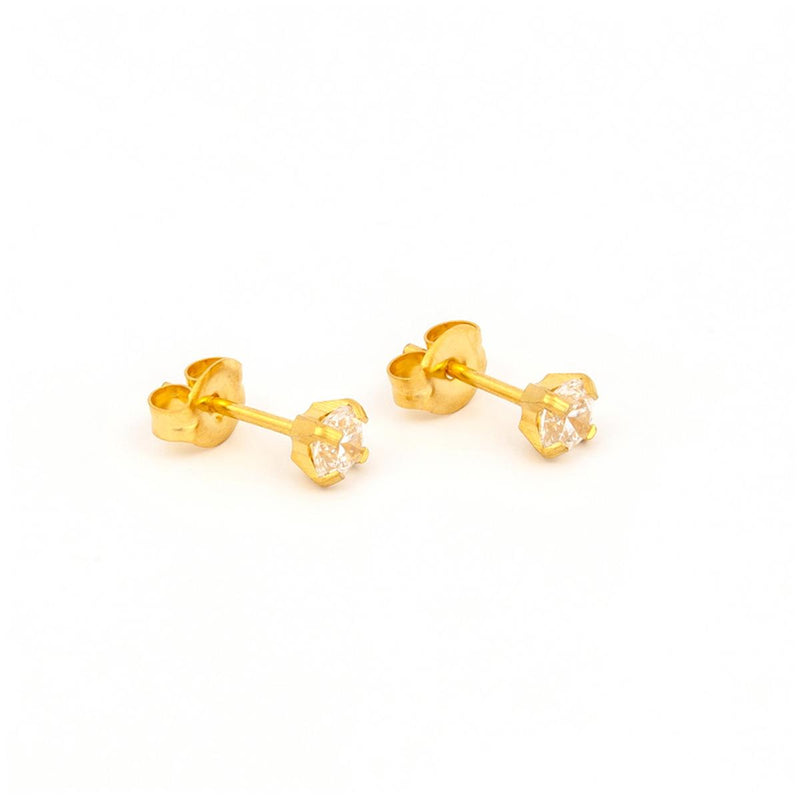 Studex Gold Plated 4mm Cubic Zirconia