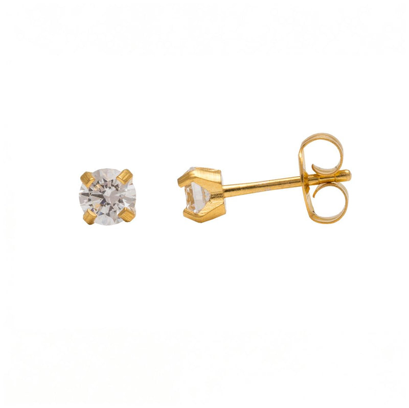 Studex Gold Plated 4mm Cubic Zirconia