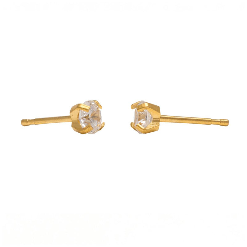 Studex Gold Plated 4mm Cubic Zirconia