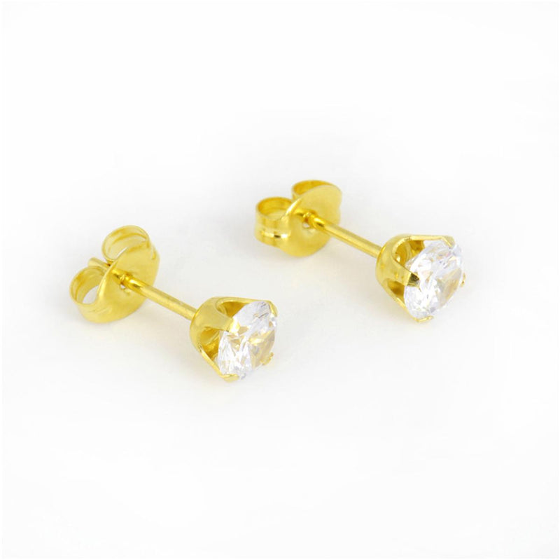 Studex Gold Plated 5mm Cubic Zirconia