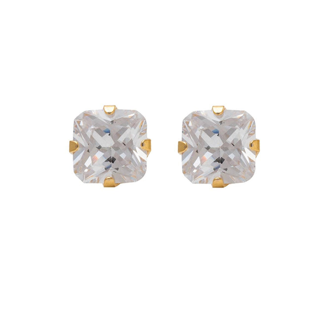 Studex Gold Plated Tiffany 5x5mm Cubic Zirconia Princess Cut