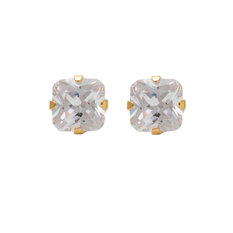 Studex Gold Plated Tiffany 5x5mm Cubic Zirconia Princess Cut