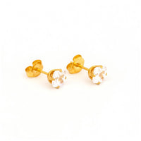 Studex Gold Plated Tiffany 5x5mm Cubic Zirconia Princess Cut
