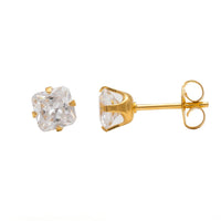 Studex Gold Plated Tiffany 5x5mm Cubic Zirconia Princess Cut