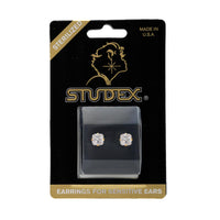 Studex Gold Plated Tiffany 5x5mm Cubic Zirconia Princess Cut