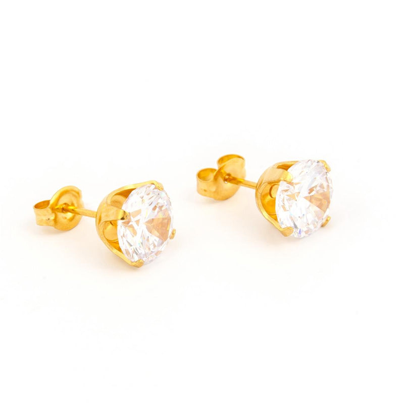 Studex Gold Plated 8mm Cubic Zirconia