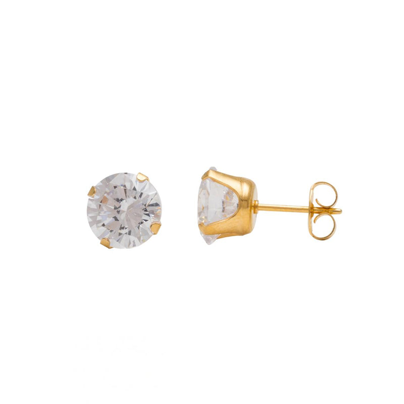 Studex Gold Plated 8mm Cubic Zirconia